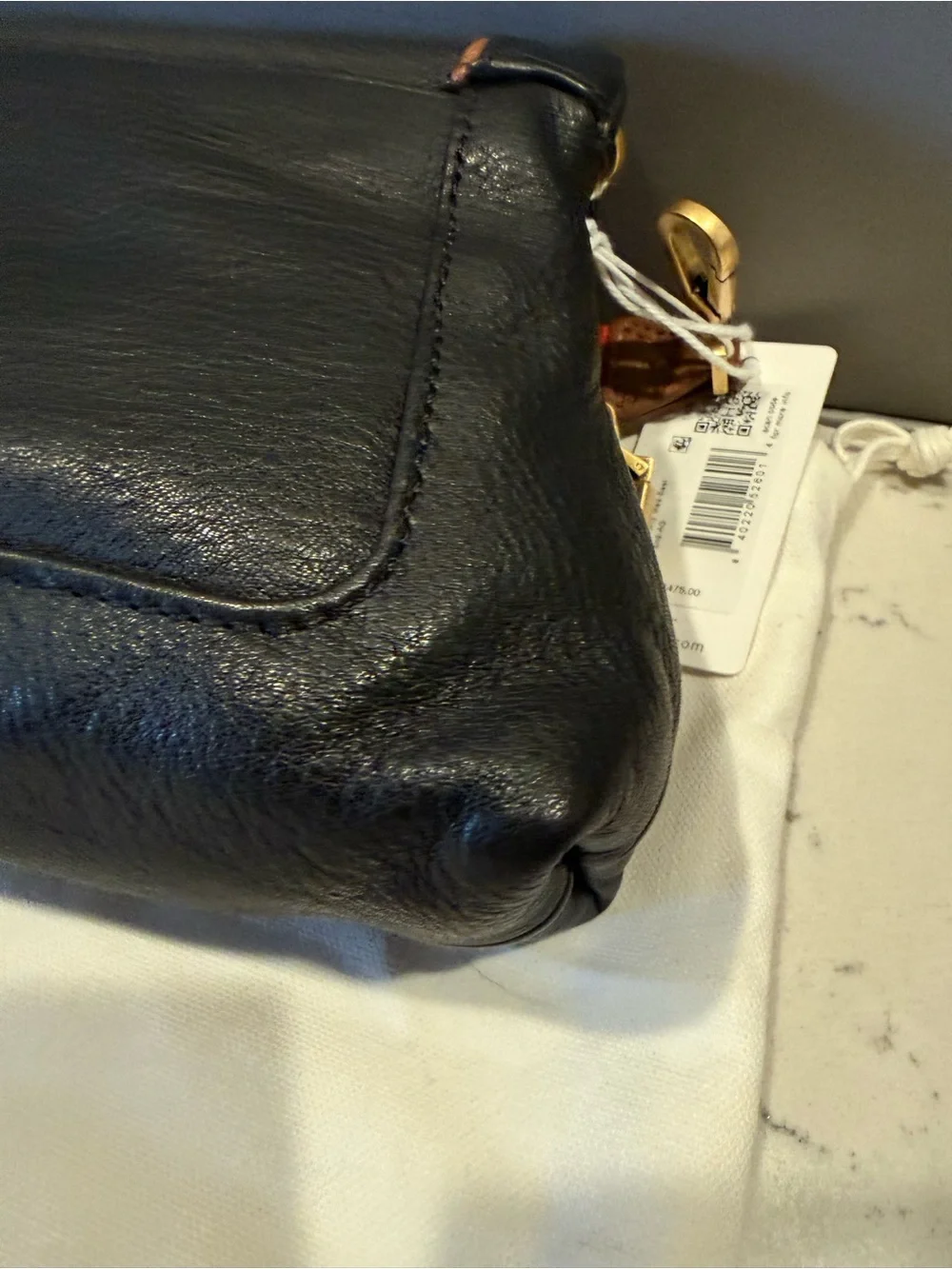Hammitt Black Leather Messenger Bag with Brown Trim